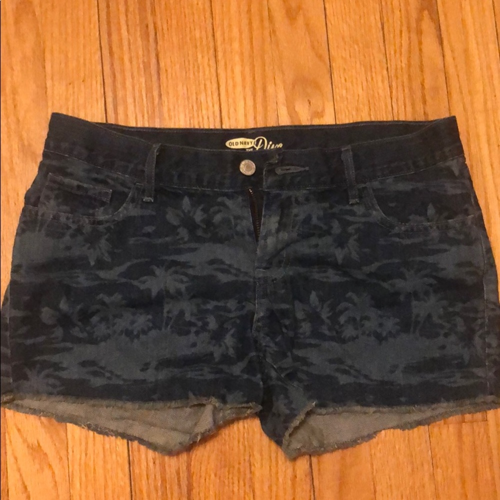 Palm tree denim shorts